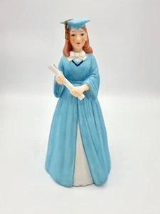1992 San Francisco Music Box Company Graduation Girl w/Diploma in Blue Gown ๐ถ - Picture 1 of 7