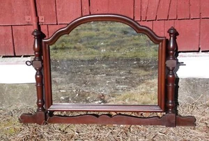 Antique Solid Mahogany Vanity Mirror Framed Swivel Dresser Mirror - Picture 1 of 8