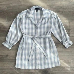 AQUA x Scout The City Shirt Dress Big Girls Size Large Plaid Pastel Blue White - Picture 1 of 10