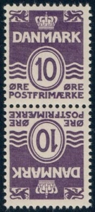 DINAMARCA. 1938. #230. Número. 10 Øre violeta, tete-beche. VF MNH (PK2314) - Imagen 1 de 2