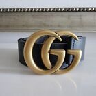 GUCCI 2015 Re-edition wide Black leather belt Double G Buckle 90 36 NEW $520
