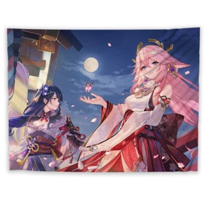 Genshin Impact Yae Miko Baal Raiden Tapestry Art Wall Hanging Cover Home Poster - Picture 1 of 8
