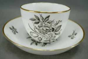 Spode Pattern 500 Black Transfer Flowers & Gold Tea Cup & Saucer Circa 1805-1810 - Picture 1 of 12