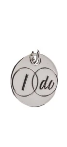 "Dije redondo ""I Do"" Charm Me tono plateado, NUEVO - Imagen 1 de 5