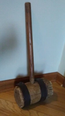 Antique Primitive Large Wood & Metal Mallet Hammer - Image 1 of 4