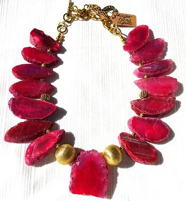 COLLAR LARGO 19" ELEGANTE ENORME ROSA VENAS DE DRAGÓN ÁGATA ELEGANTE  Foto 1 de 4