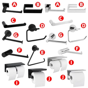 ACA Bathroom Toilet Paper Roll Holder Wall Tissue Storage Hook Black/Chrome - Picture 1 of 123