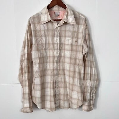 Vintage Guess Jeans Mens Lightweight Chambray Shirt Size XL Beige Check - Image 1 of 4