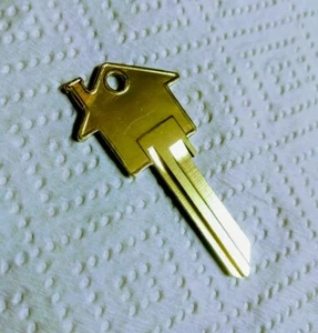 House Rules Home Shaped Key Blank - Gold - Picture 1 of 1