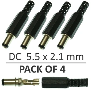 4x 5,5 mm x 2,1 mm macho conector de cañón hágalo usted mismo - conector de toma de corriente de CC de montaje en cable - Imagen 1 de 4
