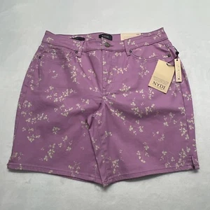 NWT NYDJ Ella Jean Shorts Petite Womens 10 P Crepe Vall Pink Floral - Picture 1 of 13