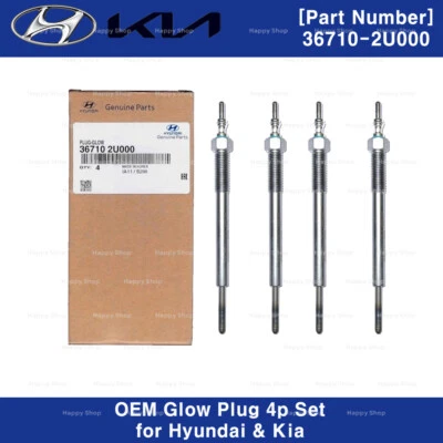 Genuine OEM 367102U000 Glow Plug 4P Set for Hyundai Tuscon Kona Kia Sportage - Image 1 of 3