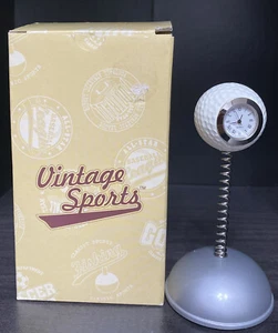 "Reloj de escritorio Russ Berrie vintage deportivo de golf pintado a mano de aproximadamente 4,5"" de alto nuevo" - Imagen 1 de 4