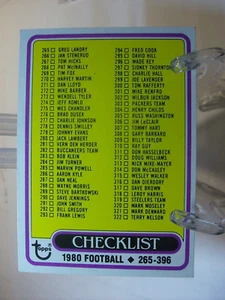 1980 Topps Football Card #391 Checklist 265-396 (93760) - Picture 1 of 2