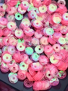 Sequins 4mm Rose Pink Crystal Clear AB Rainbow Iridescent Flat Cup Choose Pack - Picture 1 of 1