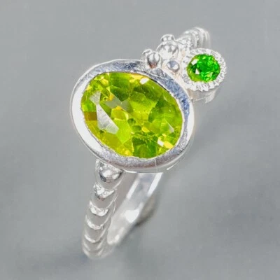 Handmade Jewelry Natural Peridot Sterling  Silver ring 925 One of a kind/ RVS416 - Image 1 of 3