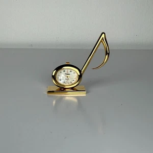 Vintage Miniatur Xanadu Musiknote Quarz goldfarbene Tischuhr - Bild 1 von 4