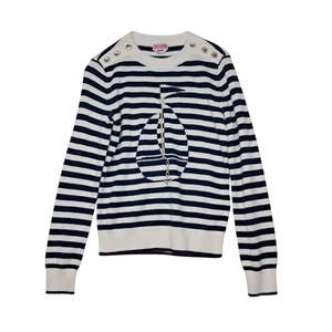 Kate Spade Sailboat Sweater Women's XS Oversized Striped Nautical Wool Cashmere - Picture 1 of 10