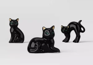 Juego de 3 mini gatos negros de cerámica Target Hyde & Eek 2025 Halloween NUEVO - Imagen 1 de 2