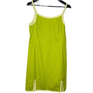 Vtg Y2K Oscar De La Renta Pink Label Tank Dress Lime Green Cotton Italy Saks 6￼ - Picture 1 of 13