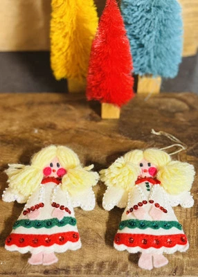 2 enfeites de kit Bucilla Christmas Needlecraft lantejoulas bordadas anjos - Imagem 1 de 4