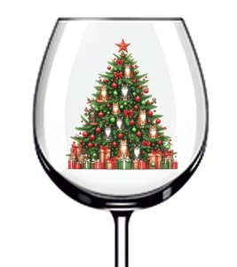 12x Colourful Christmas Tree Cat Vinyl Sticker Decal Tumbler Wine Glass Laptop - Picture 1 of 3
