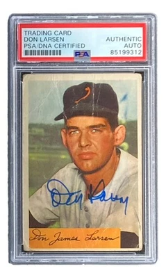 Don Larsen Signed 1954 Bowman #101 Baltimore Orioles Rookie Card PSA/DNA - Image 1 of 2