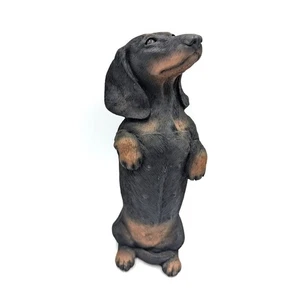 Sandra Brue Signed 1984 Sandicast Dachshund Black Dog Figurine Sculpture 10" - Picture 1 of 8