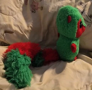 lemur vtg dog toy squeaker plush long fluffy tail green red stuffie stuffed - Picture 1 of 7