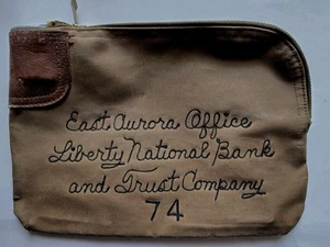 Vtg East Aurora NY Liberty National Bank Trust Embroidered Money Bag Padlock - Picture 1 of 9