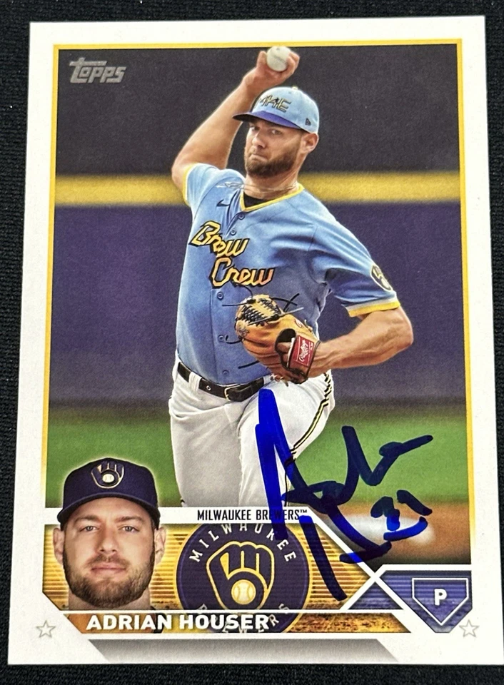 Adrian Houser Signed 2023 Topps Series 1 One #323 Autographed Auto Card Brewers- - Image 1 of 1