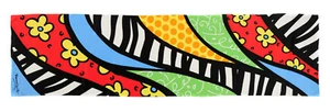 Sciarpa lunga in seta Romero Britto Africa NUOVA - Foto 1 di 5