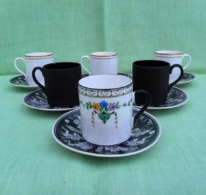 6 mismatched coffee cans / espresso cups & saucers - min. 75 ml - black & white - Picture 1 of 9