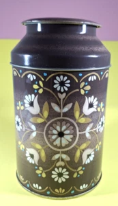 Biscotto tondo vintage quindi country marrone latta alto 6” made in England bellissimo - Foto 1 di 6