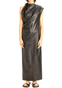 RRP 1490🌟Sportmax by MAX MARA Lamb LEATHER  Dress  Usa2_ It36_ De32_Uk4_ Fr34 - Picture 1 of 23