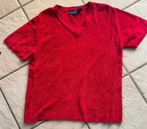 WOMAN'S SIZE LARGE SHORT SLEEVE V-NECK HILLARD & HANSON RED SWEATER - Picture 1 of 2