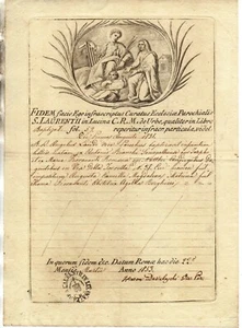 crv 226 - 1853 - Roma - Parrocchia di S. Lorenzo - Certificato di Battesimo - Imagen 1 de 1