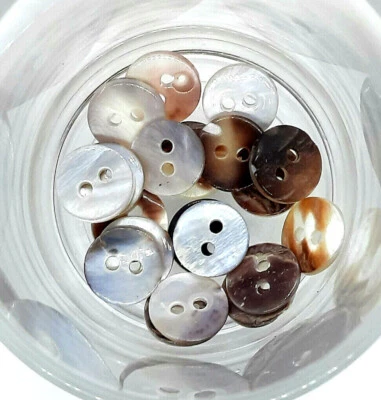 10 Piece Real Pearl Buttons 2 Hole Blouse Shirt Naturally Various Colors/Sizes - Image 1 of 3