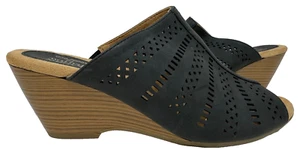 Croft & Barrow Women's Bergamot Slip On Wedge Dress Sandals Black Size:8.5 82B - Picture 1 of 5