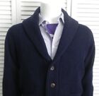 NEW Mens ALPACA Acrylic Wool Cardigan Ribbed Sweater XXL 2XL Navy Blue Elegant