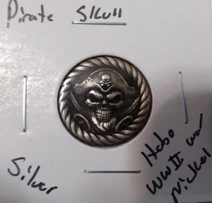 HOBO Pirate Capitan Skull With Rope Made From A REAL Silver War Nickel SIGNED - Picture 1 of 2