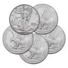 2024 1 oz American Silver Eagle Coin Bu - Lot of 5 Coins