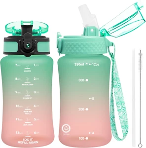 Kids Water Bottle for School, 12 Oz (2 Lids) Bpa-Free Reusable Leak-Proof Durabl - Picture 1 of 6