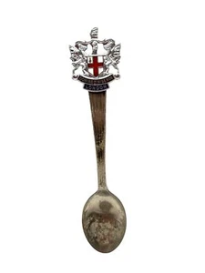 Vintage Silver-Plated Souvenir Spoon London Coat Of Arms Red Cross Shield Design - Picture 1 of 4