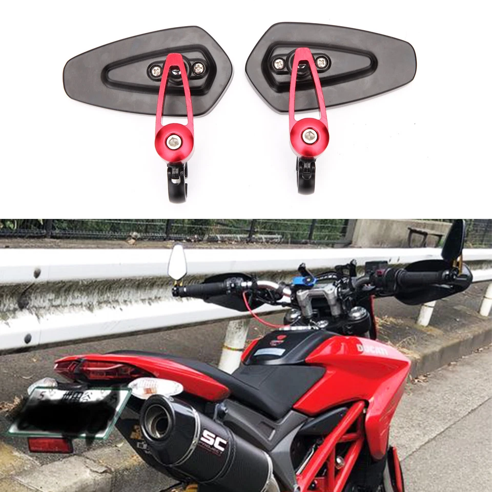 Espejos retrovisores de barra rojos estándar huecos 7/8" para Ducati 848 EVO Foto 1 de 4