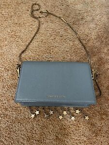 CHARLES & KEITH Blue With Gold Strap Chain  Cross Body Purse