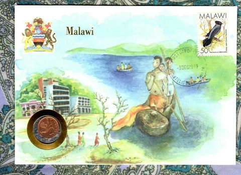 E Coins of All Nations Malawi 1 Tambala 1994 KM-7.2 UNC Cover