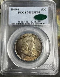 1949-S PCGS MS65 FBL CAC Franklin Half Dollar - PCGS & CAC Certified - Full Bell - Picture 1 of 5