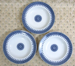 Antica ciotola medaglione Royal Worcester bordo blu e centro, vintage diametro 9 1/4" - Foto 1 di 11