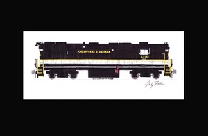 Chesapeake & Indiana GP38-2 #5115 11""x17"" estampado enmarañado firmado por Andy Fletcher - Imagen 1 de 1
